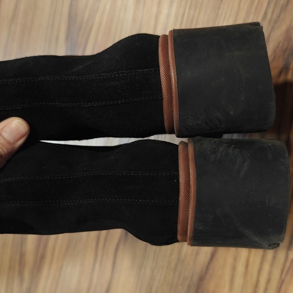 Antonio de Faria Black Suede Leather Lugged Chunky Heel Chelsea Boots - Picture 4 of 7